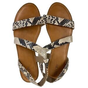 Abound Strappy Black and Cream Snake Print Women's Sandals  Size 8
